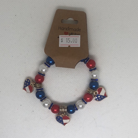 🟢 Patriotic 4th Of July Heart Charms Bracelet - Picture 7 of 16
